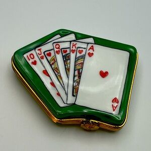Limoges France, Royal Flush Deck of Playing Cards Collectible Trinket Box